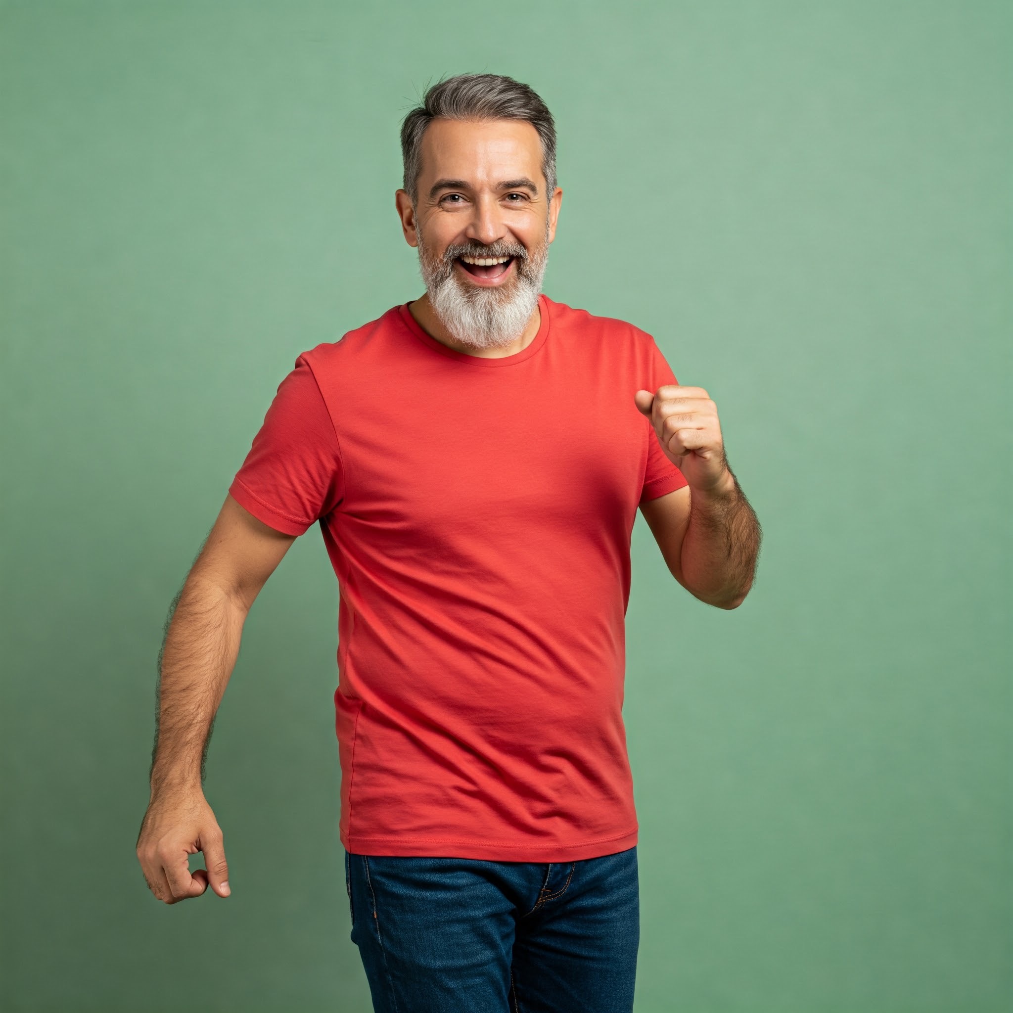 photo of Cheerful Mature beard Man Smiling 